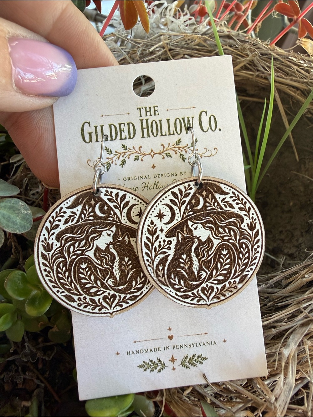 Witch and Cat Earrings Handmade